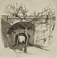Molly O'Shea, Reconstructing the Argyle Cut, 1931, Etching 8/60