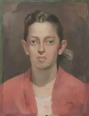Joshua Smith, Young Lady in Red Jacket, 1957 (possibly the artist's niece), Oil on Board