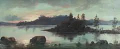 Twilight on the River by Louis Frank, Oil on Board, sold May 2026