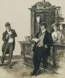 Gentleman's Club by Lionel Lindsay, Ink, Gouache & Charcoal, sold May 2026
