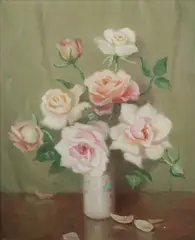 Erik Langker, Roses, Oil on Canvas Board