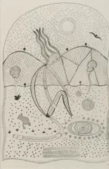 Trevor Nickolls, Figure in Landscape, Pencil