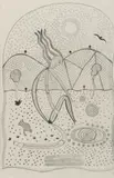 Trevor Nickolls, Figure in Landscape, Pencil
