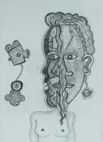 Trevor Nickolls, Girl with Earring, Pencil