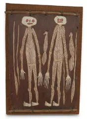 Bob Balirr Balirr Dirdi, Spirit Men of the Early Dreamtime, 1967, Accompanied by black & white photograph of the artist and information card Church Missionary Society, Aboriginal Art Centre, Sydney, dated 15th January 1970