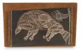 Dick Ngulei-Ngueli Murrumurru, Echidna, c.1970, Accompanied by black & white photograph of the artist and information card Church Missionary Society, Aboriginal Art Centre, Sydney, dated 13th January 1970