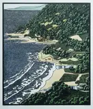 David Preston, The Coast, 1990, Hand Coloured Linocut A/P
