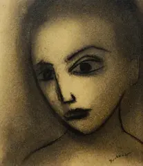 Robert Dickerson, Woman Looking, Charcoal