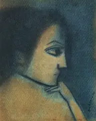 Robert Dickerson, Woman Holding Head Up, Pastel & Charcoal