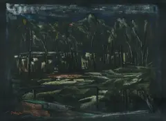 Desiderius Orban, Night Scene, Pastel