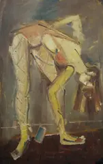 Limbering Up / Ballet Stretching by Francis Lymburner, c.1964, Oil on Board, offered Mar 2026