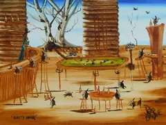 Peter Browne, Happy Hour, Oil on Canvas Board