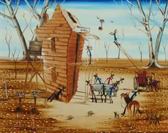 Peter Browne, The Broken Hearted Emu, 1999, Oil on Canvas Board