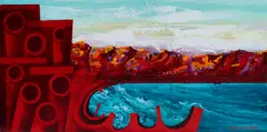 Constantine Popov, Red Cliff, 2022, Acrylic on Board