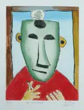 Pro Hart, The Smoker, Colour Etching A/P
