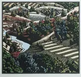 David Preston, Repentance Creek - Late Afternoon, 1991, Hand Coloured Linocut H/C 4/6