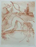 Arthur Boyd, Narcissus under Mistletoe, etching, 9/50