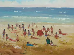 Barry Chamberlain, Summer Idyll - Palm Beach, Oil on Board