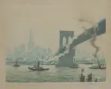 Tavík František Šimon, Under the Brooklyn Bridge, 1927, Etching with Aquatint 9/200