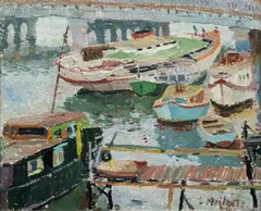 Ludmilla Meilerts, Boats on the Yarra, Oil on Canvas