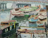 Ludmilla Meilerts, Boats on the Yarra, Oil on Canvas