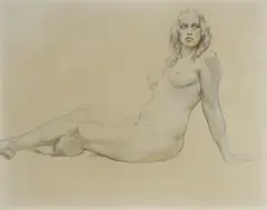Resting Nude by Norman Lindsay, Pencil & Colour, sold Mar 2026