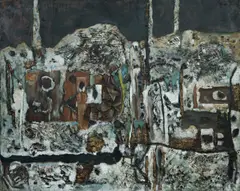 Charred Terrain by Elwyn Lynn, Mixed Media on Linen, sold Mar 2026