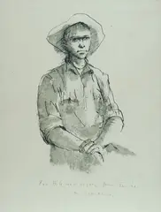 Portrait of a Stockman by Russell Drysdale, 1961, Ink & Wash, sold Mar 2026