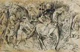 Donald Friend, The Mysterious Carvings of Ye Puloh (Bali), c.1967-72, Ink & Wash