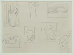 Godfrey Miller, Guitarist and Sculptural Forms, c.1939-44, Pencil on Paper (double sided)