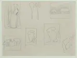 Godfrey Miller, Guitarist and Sculptural Forms, c.1939-44, Pencil on Paper (double sided)