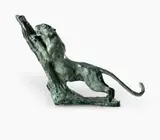 Dylan Lewis, Leopard Marking Tree, 1996, Bronze