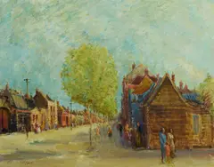 Victor George O'Connor, Melbourne Street Scene, Oil on Canvas on Board