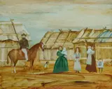 Cedric Flower, Miner's Family, Oil on Board