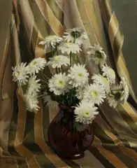 Reginald Campbell, White Daisies, Oil on Canvas on Board
