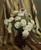Reginald Campbell, White Daisies, Oil on Canvas on Board