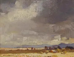 W Rubery Bennett, Cloudy Landscape, Oil on Board