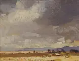 W Rubery Bennett, Cloudy Landscape, Oil on Board