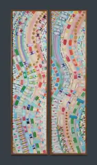 Richard Larter, (2), Acrylic, Gesso & Metallic Glitter Paint on Canvas (2)