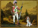 Paul Ryan, Soldier and Dog, Oil on Found Framed Picture