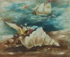 A Sea Shell on a Sea Shore by Francis Lymburner, 1948, Oil on Canvas, sold Nov 2025