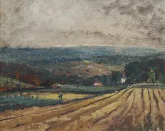 George Lawrence, Ploughed Landscape, Oil on Board