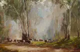 Kevin Best, Mustering in the High Country, Oil on Board