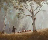 Kevin Best, Mustering in the High Country, Oil on Board