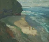 Julian Richard Ashton, Figures on the Beach, Oil on Canvas Board