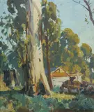 Harold Septimus Power, Rural Property with Cart Horse, Oil on Canvas on Board