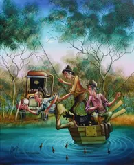 Man Overboard by Max Mannix, Oil on Canvas on Board, sold Nov 2025
