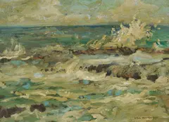 Will Ashton, Rocky Shore and Waves / Seascape, Oil on Panel