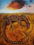 Peter Hudson, Lizard in Outback, 2002, Oil on Board