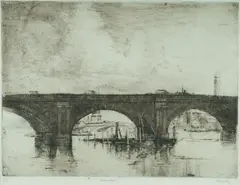 Sydney Long, The Demolition of Waterloo Bridge, London, 1928, Etching 8/60